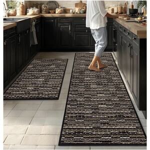Kitchen Rugs Sets of 2-Non Slip Kitchen Mats for Floor-Thick Stain Resistant